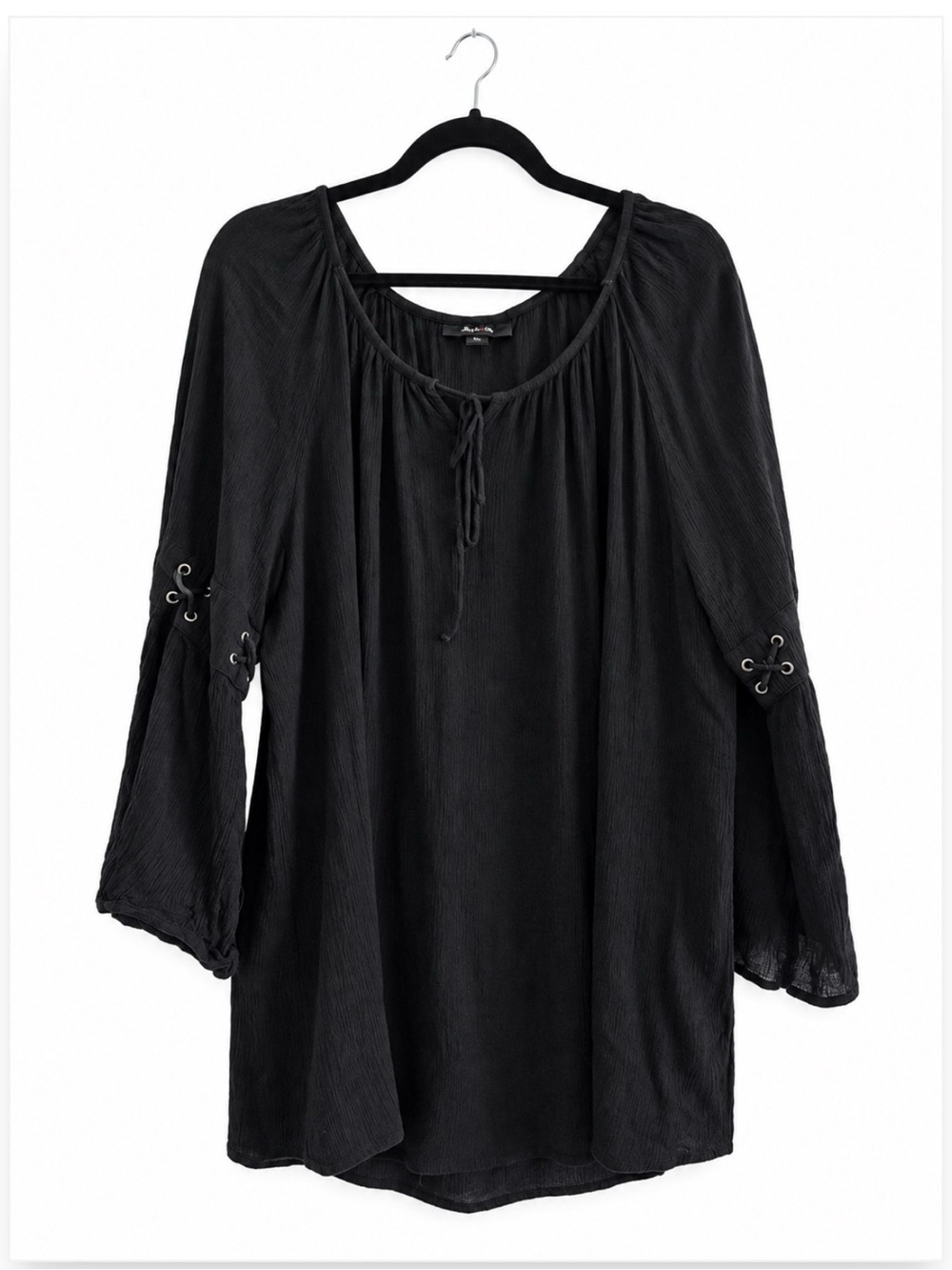 Black Boho Style & Co. XXL Long Sleeve Tunic Blouse